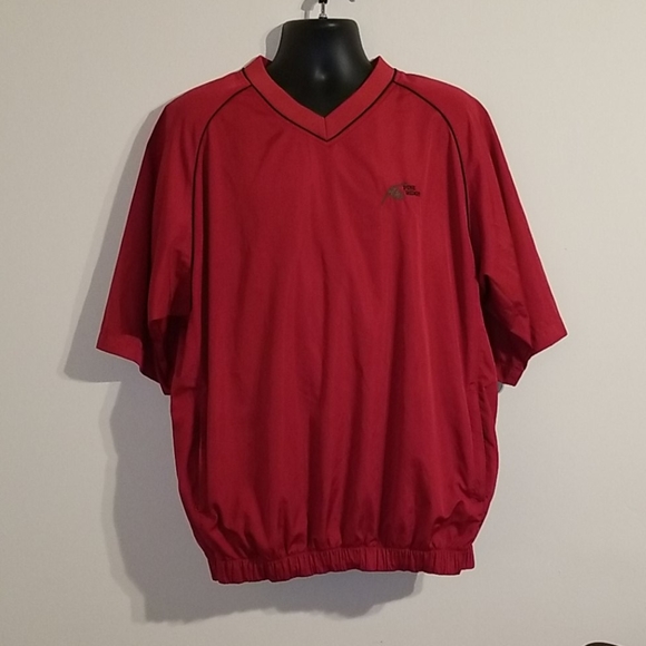 Foot Joy men's red trimmed in black wind shirt